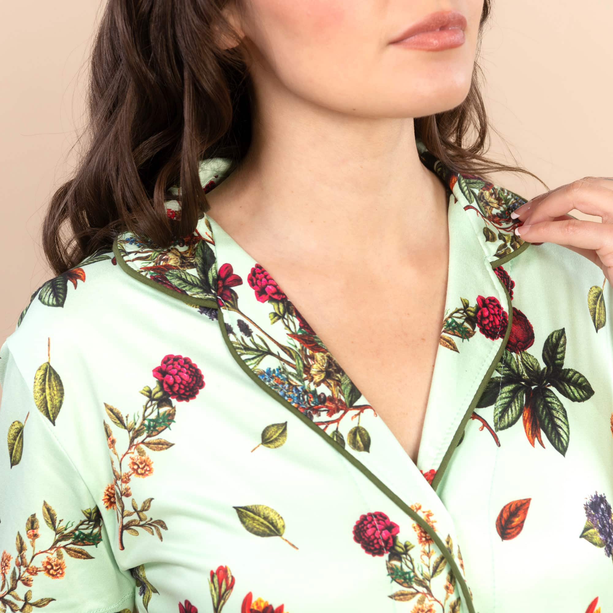 Secret Garden Pajama Top | Soft Green Floral PJs For Women