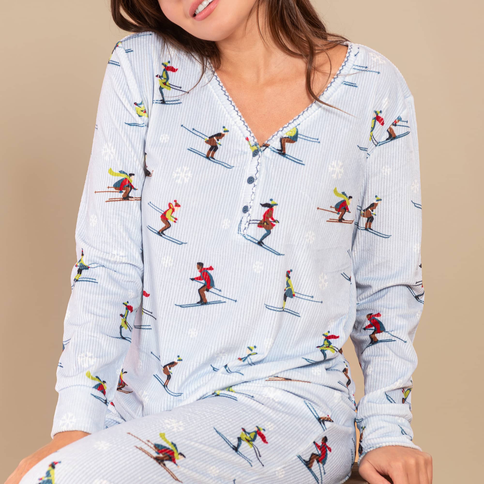 It's Snow Time Ski Pajama Top | Long-Sleeve Winter PJs