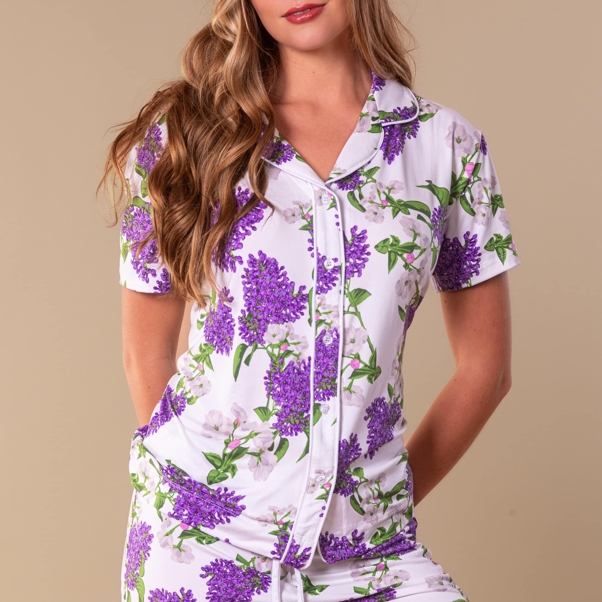 Spring Blooms Pajama Top | Purple Floral PJs For Women