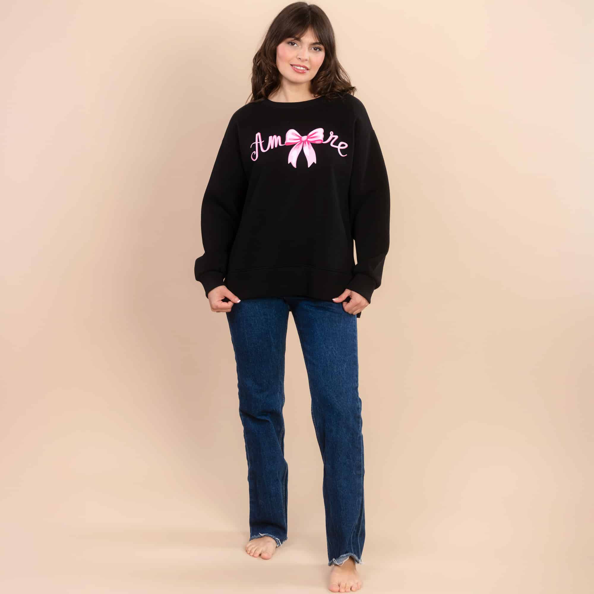 Amore Bow | Women's Black Valentine's Day Fleece