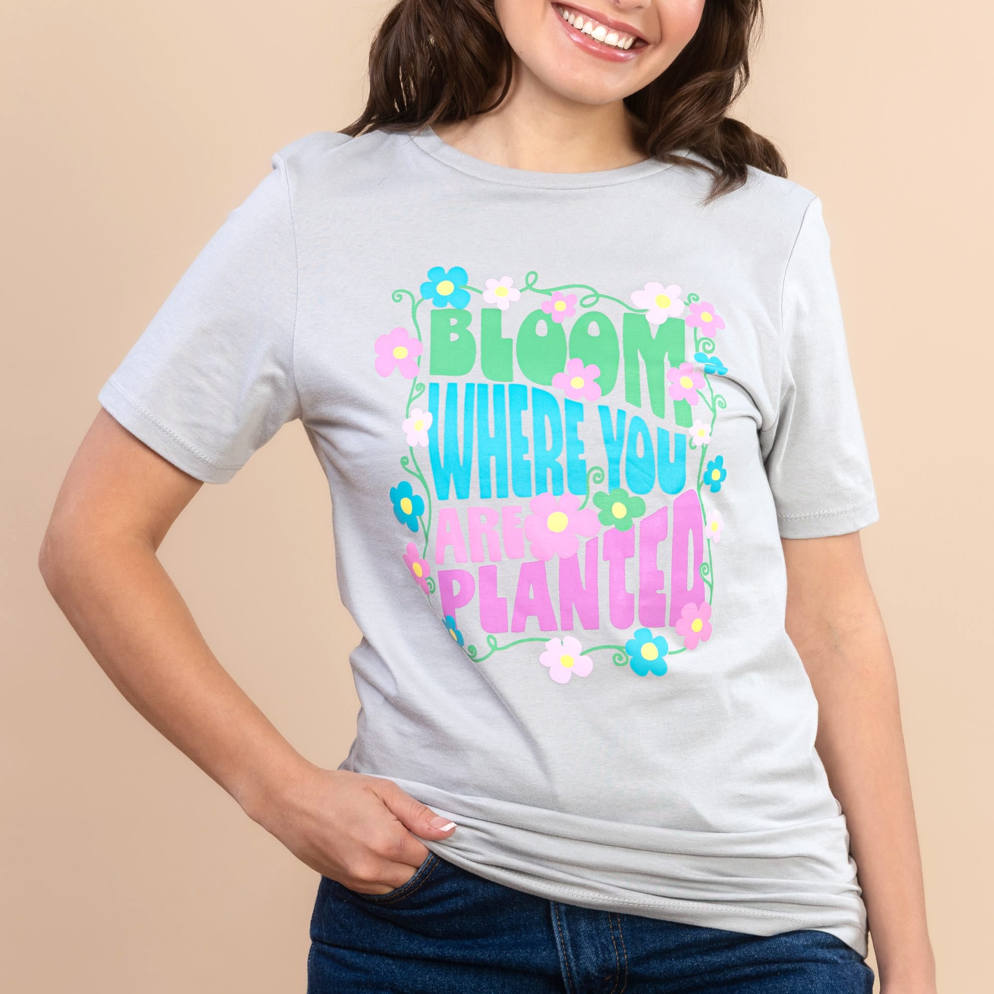 Bloom Where You Are Planted | Women's Grey Everyday Tee