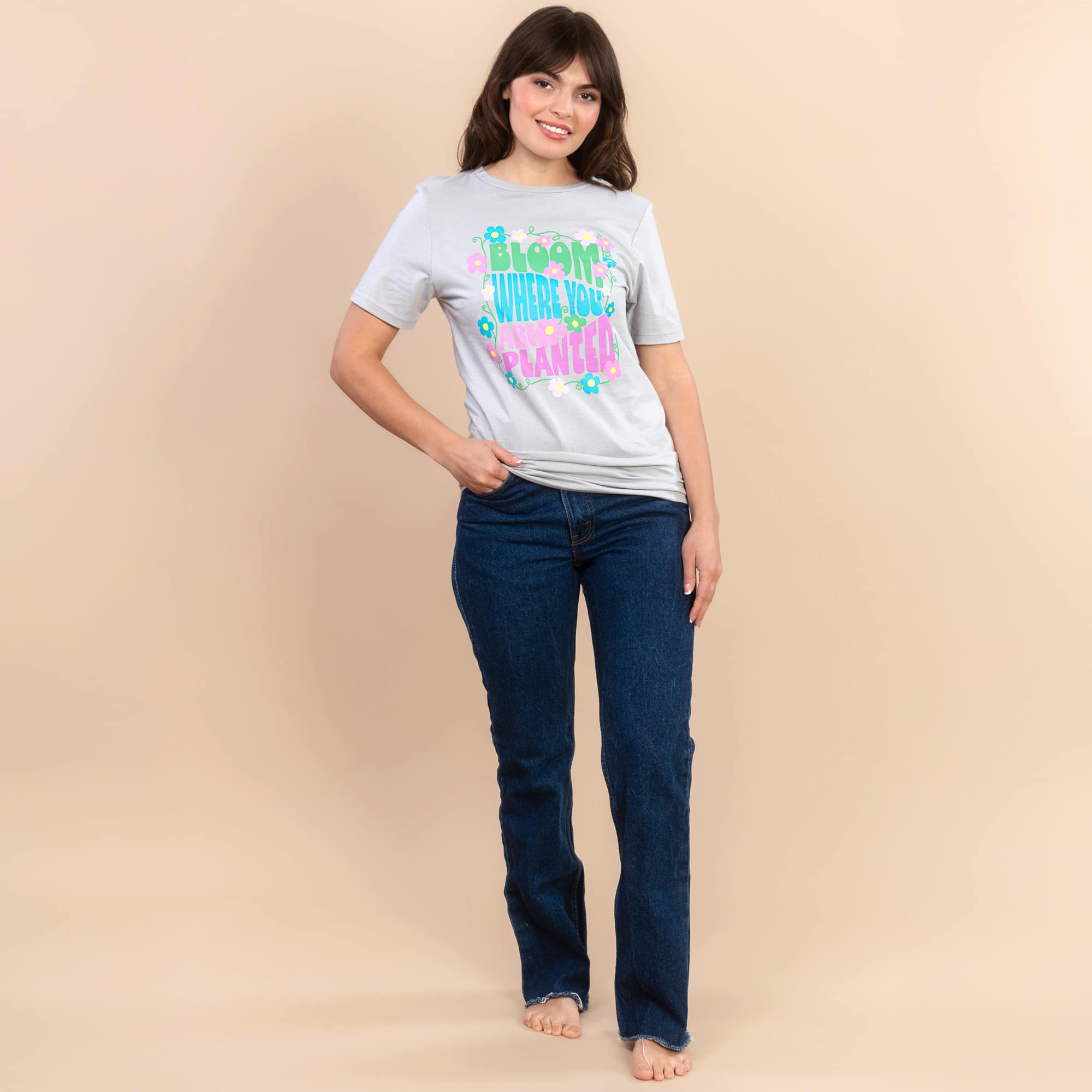 Bloom Where You Are Planted | Women's Grey Everyday Tee