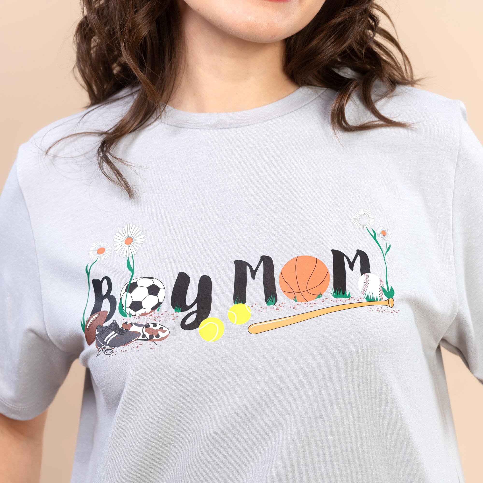 Boy Mom | Women's Grey Short-Sleeve Mother's Day Tee