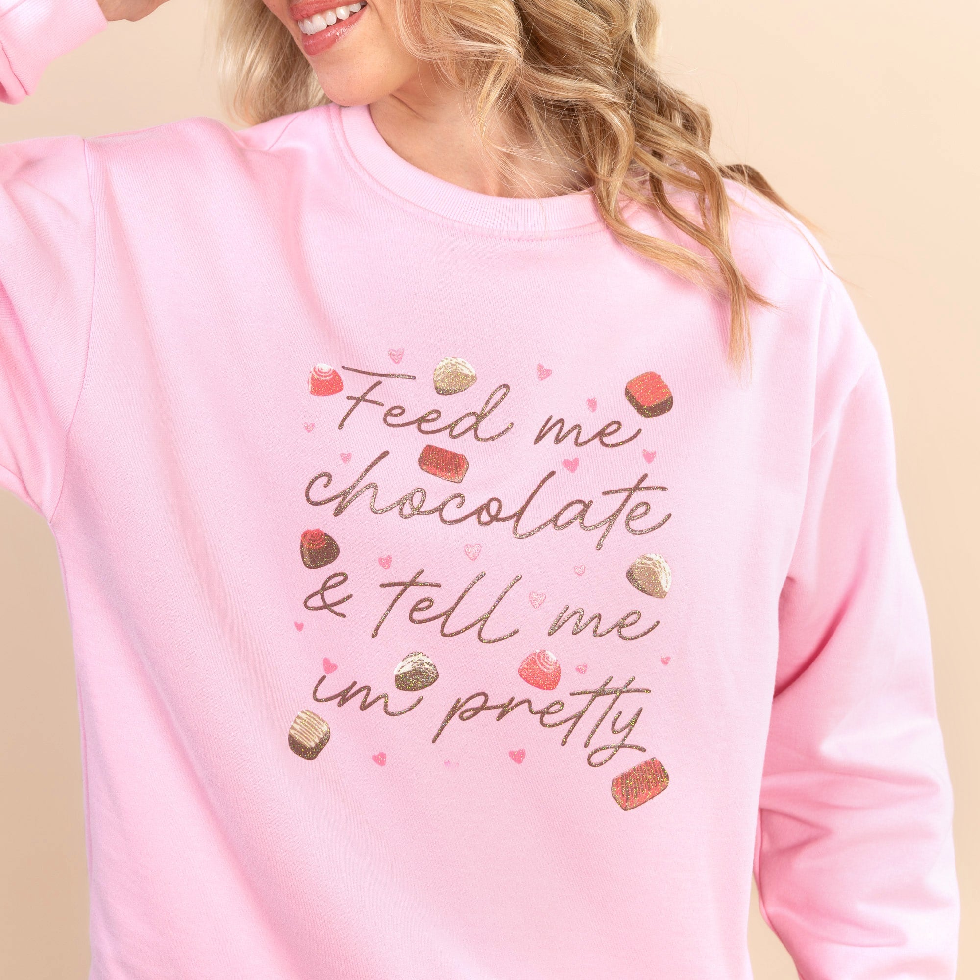 Feed Me Chocolate | Pale Pink Unisex Everyday Fleece
