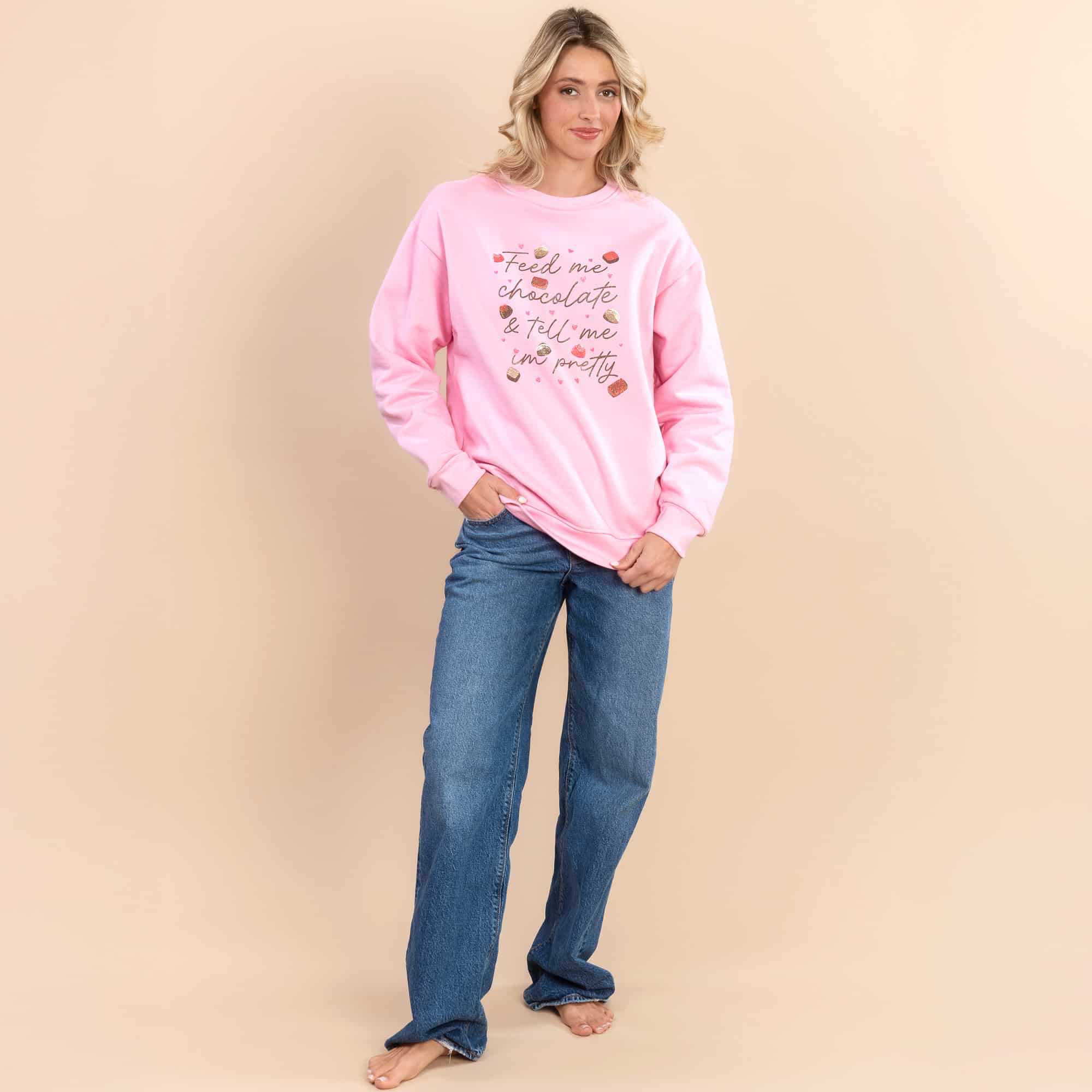 Feed Me Chocolate | Pale Pink Unisex Everyday Fleece