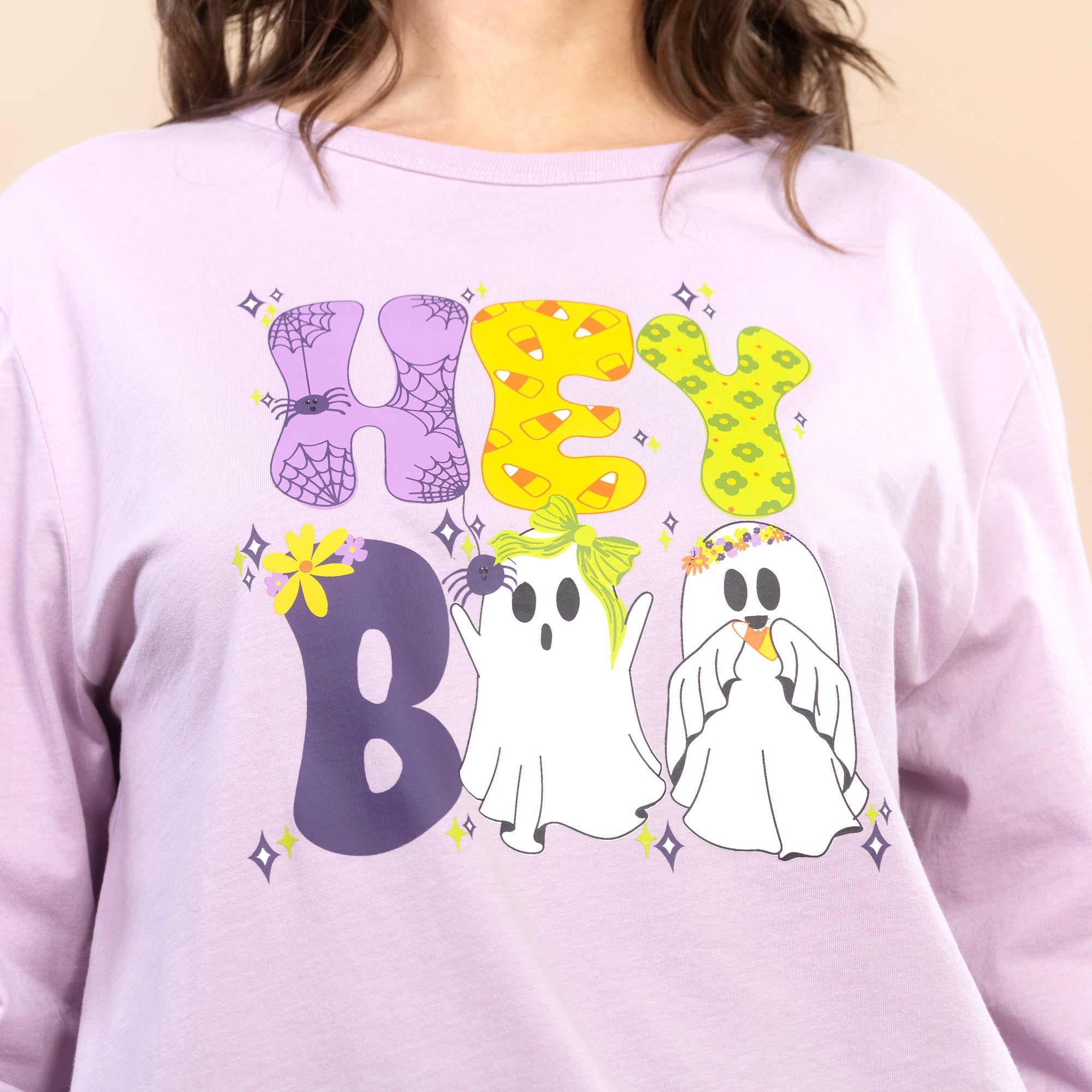 Hey Boo | Women's Purple Long-Sleeve Halloween Tee