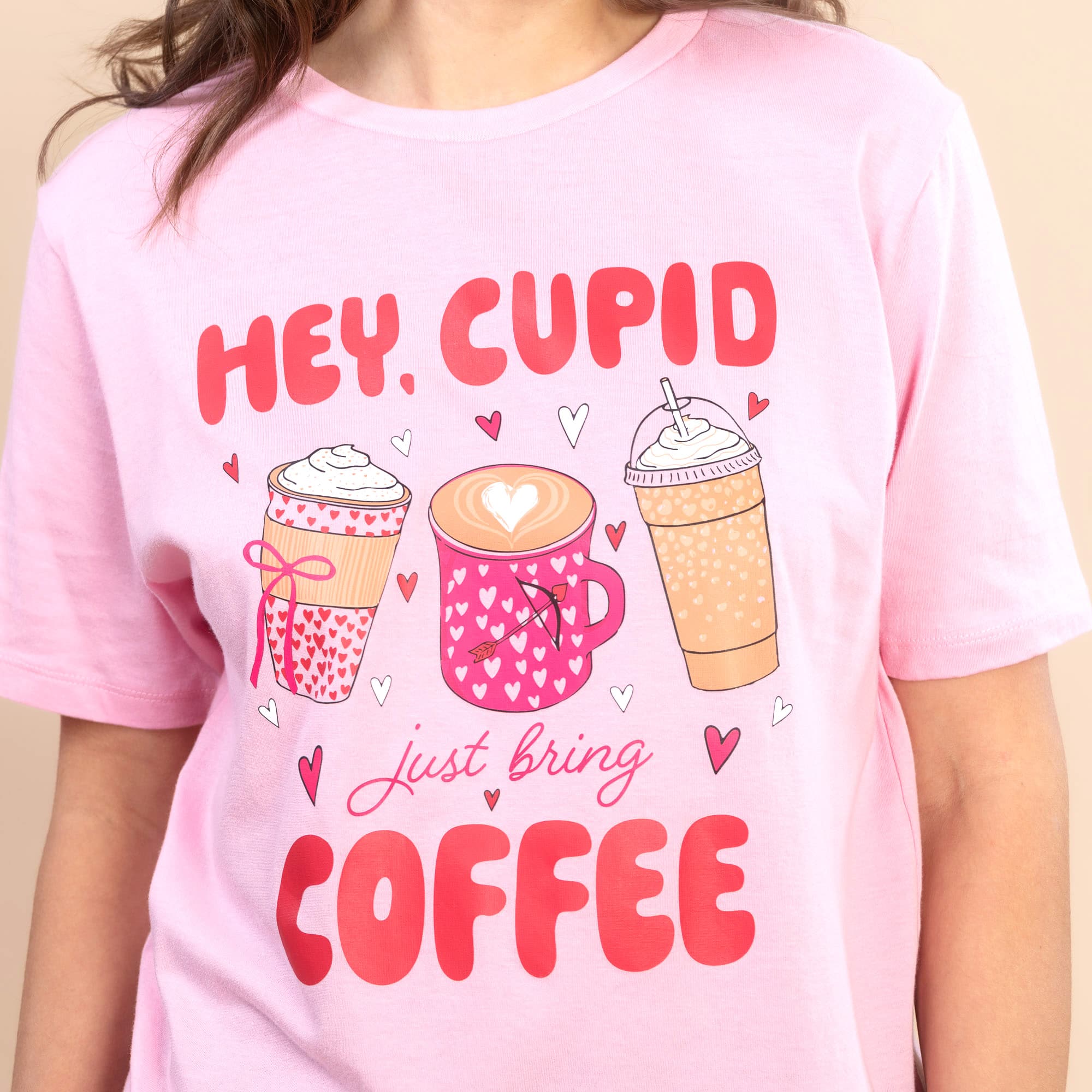 Hey Cupid | Women's Pale Pink Valentine's Day Tee