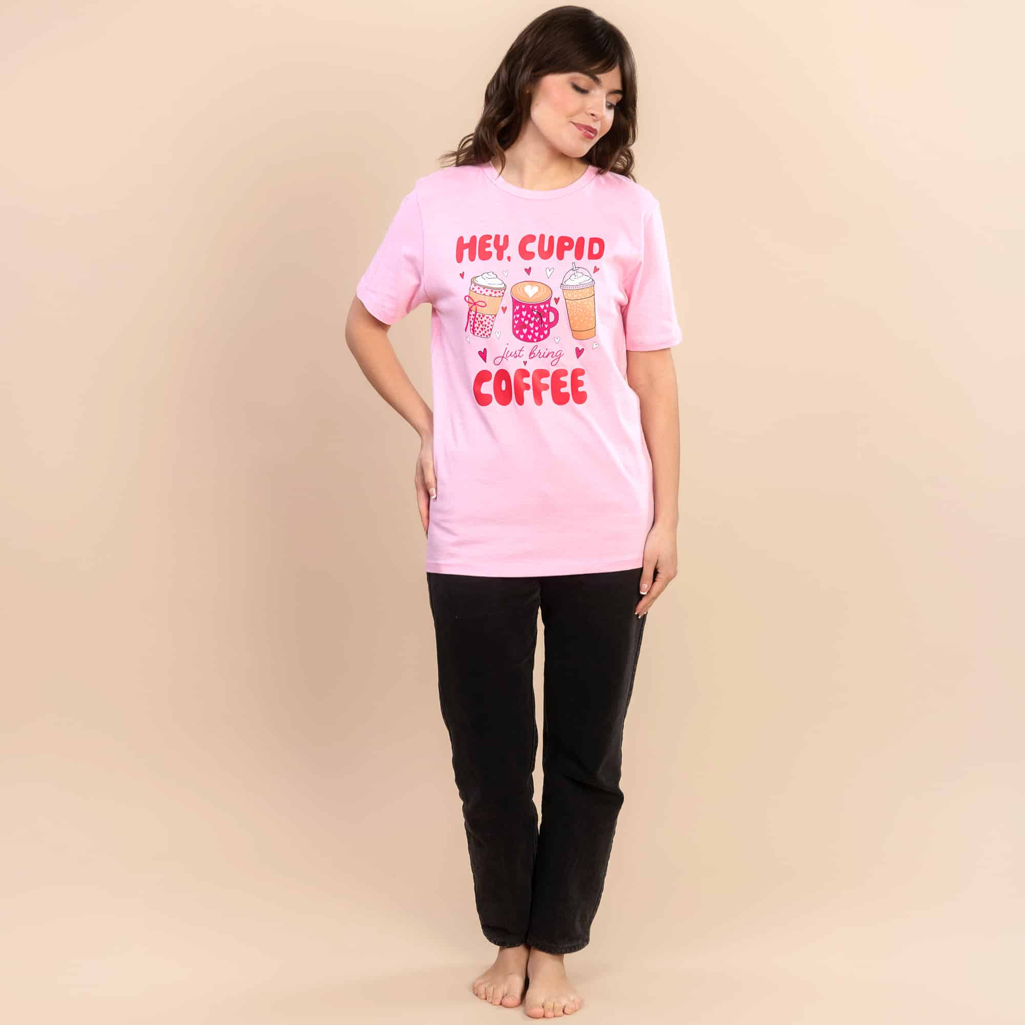 Hey Cupid | Women's Pale Pink Valentine's Day Tee