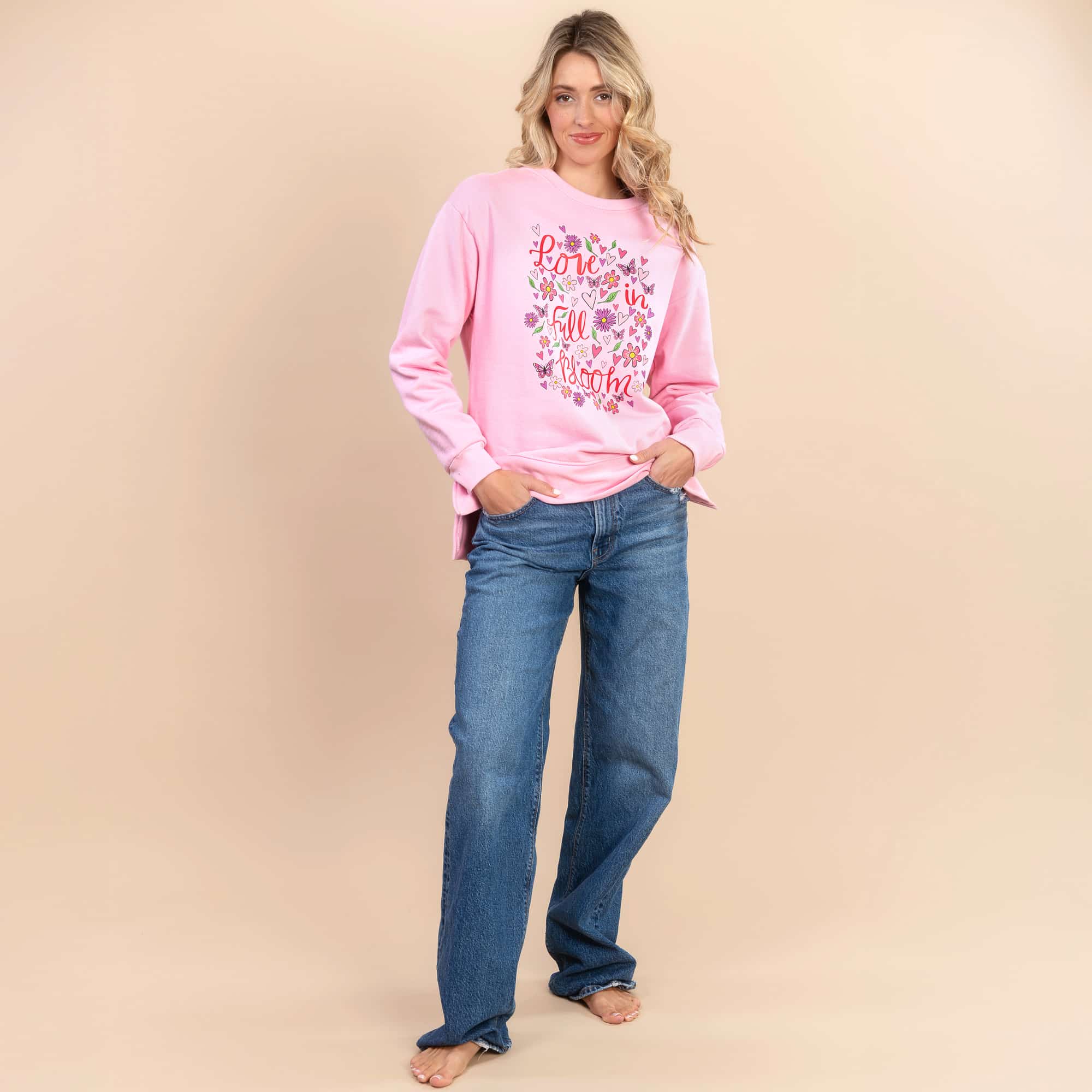 Love In Full Bloom | Pale Pink Unisex Valentine's Day Fleece