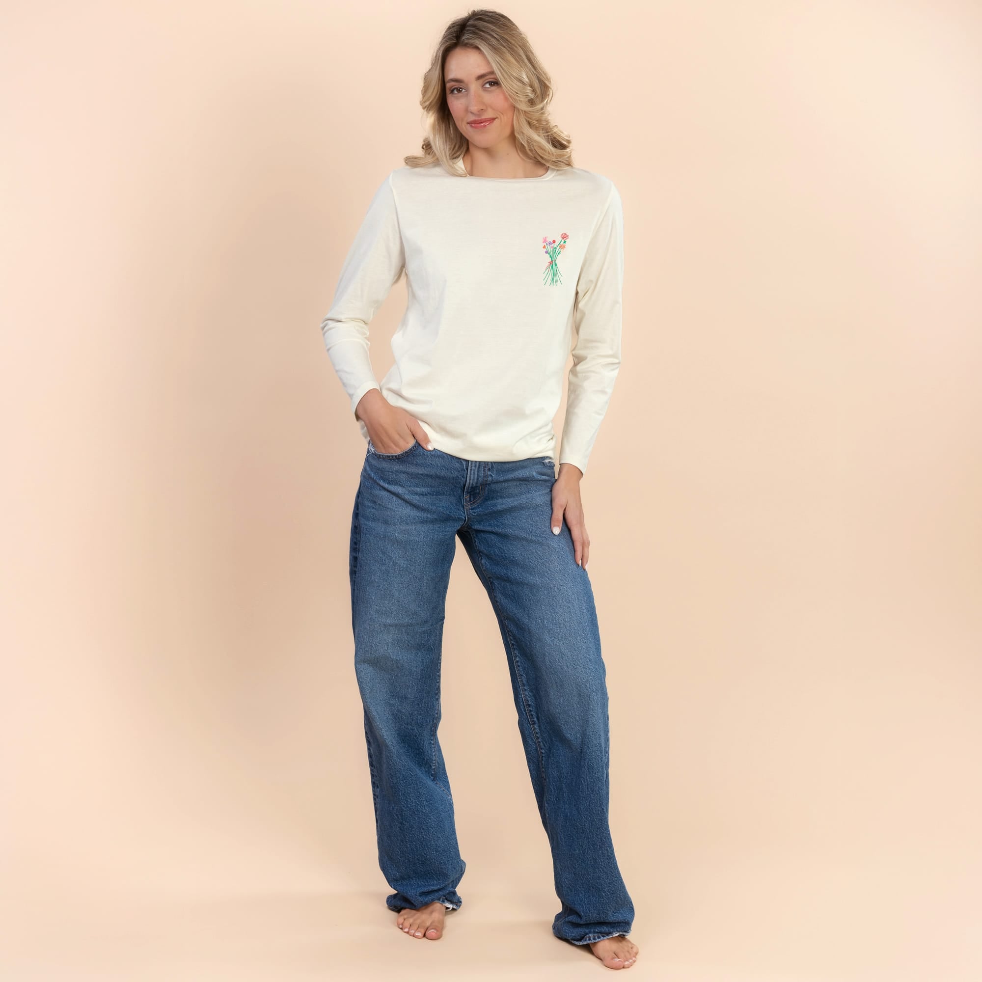 Love You Every Hue | Women's White Long-Sleeve Everyday Tee