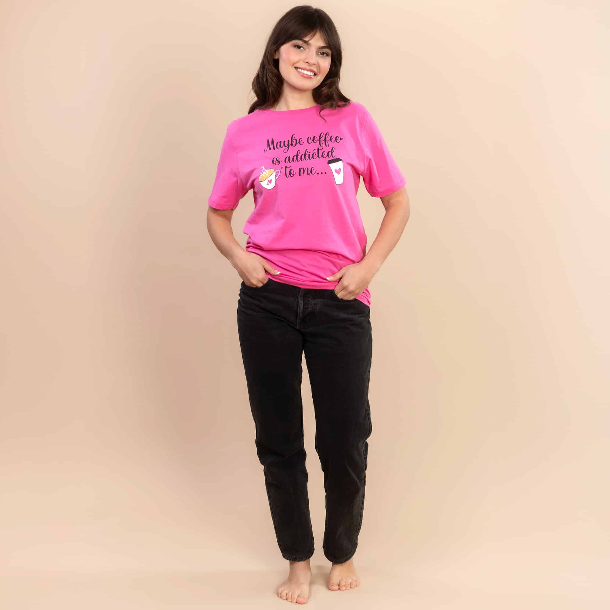 Maybe Coffee Is Addicted To Me | Women's Pink Everyday Tee