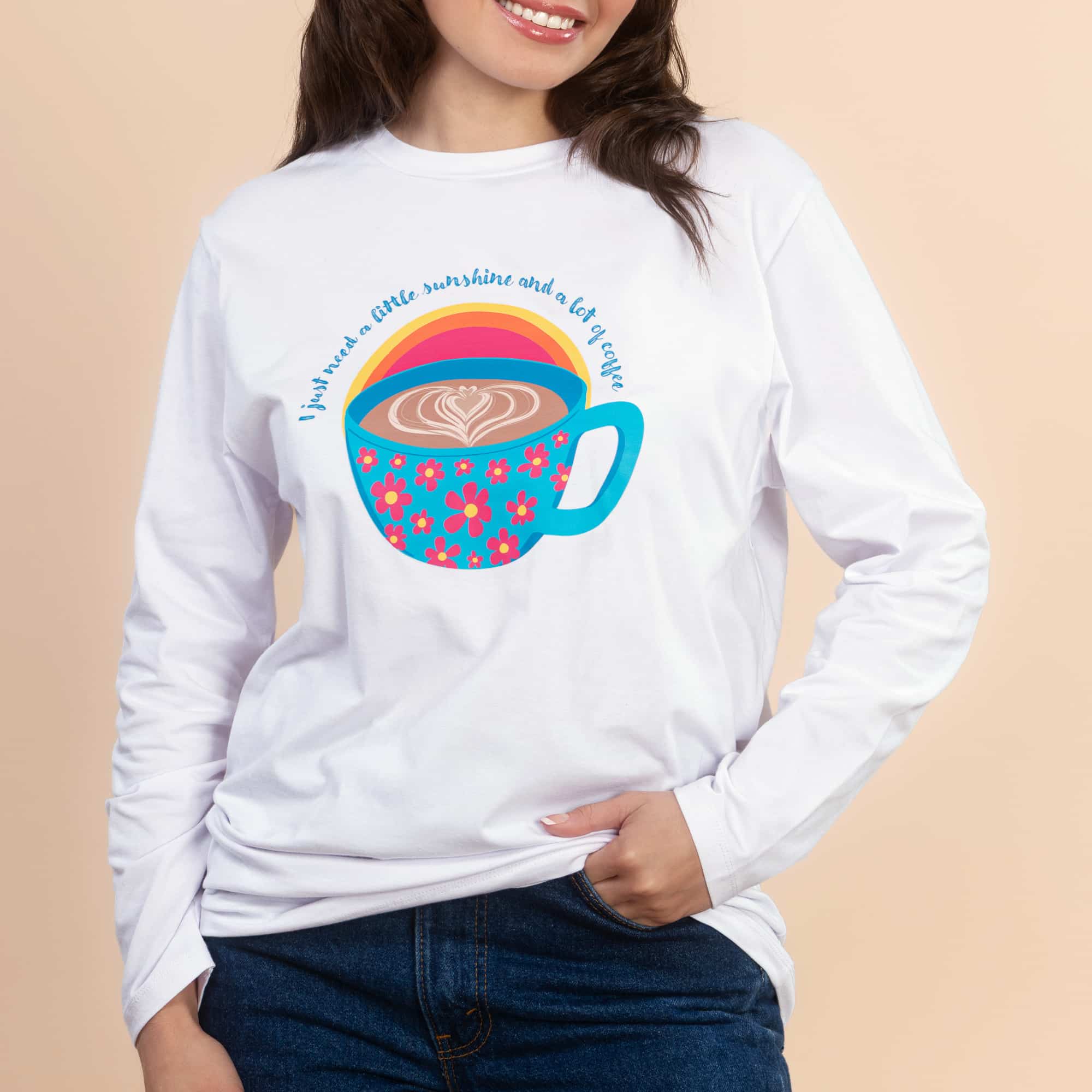 Sunshine Mug | Women's White Long-Sleeve Everyday Tee