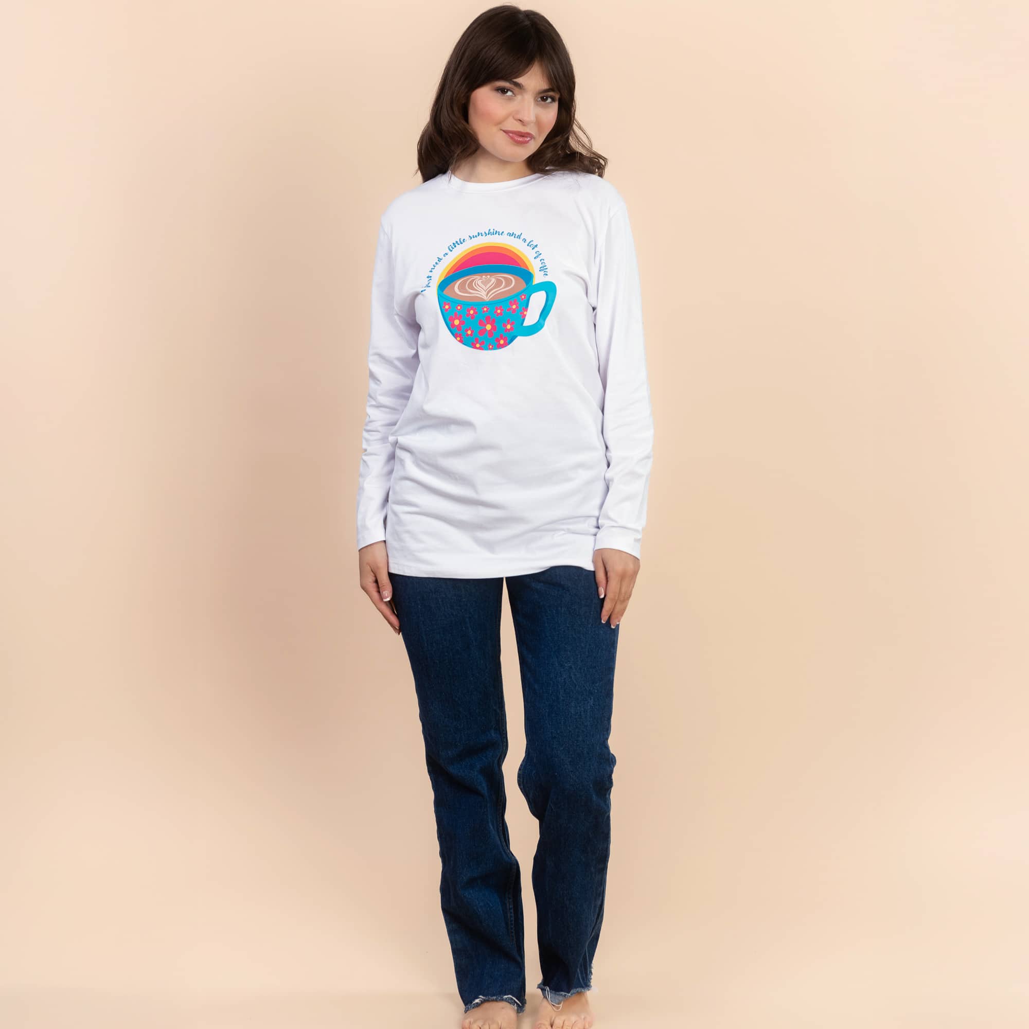 Sunshine Mug | Women's White Long-Sleeve Everyday Tee