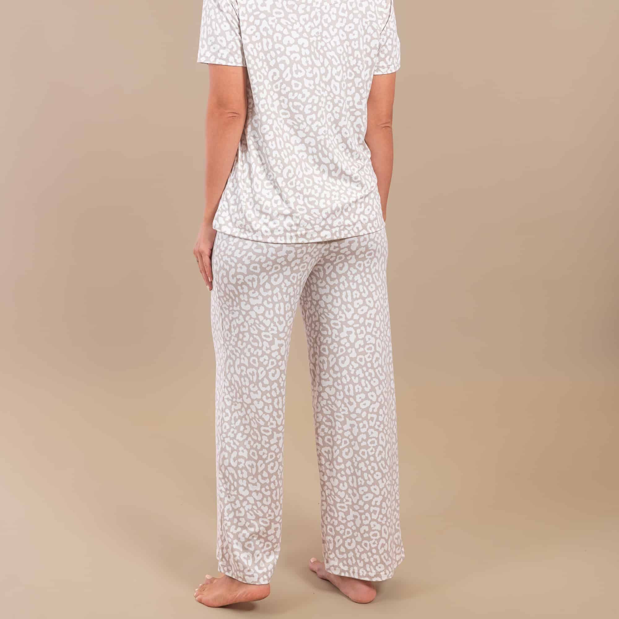 Taupe Leopard Pajama Pants | Beige Animal PJ Bottoms