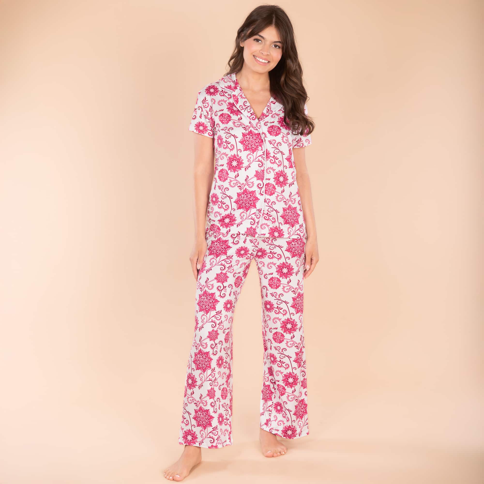 Tickled Pink Pajama Pants | Floral Paisley PJ Bottoms
