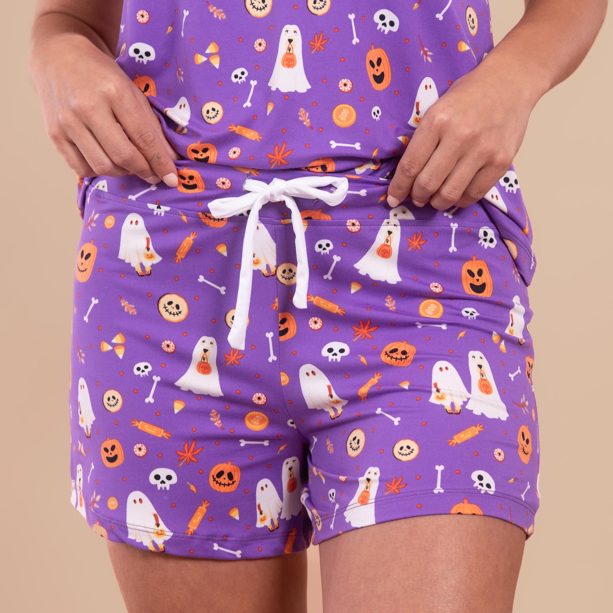 Trick-or-Treat Pups Pajama Shorts | Halloween Dog PJ Bottoms