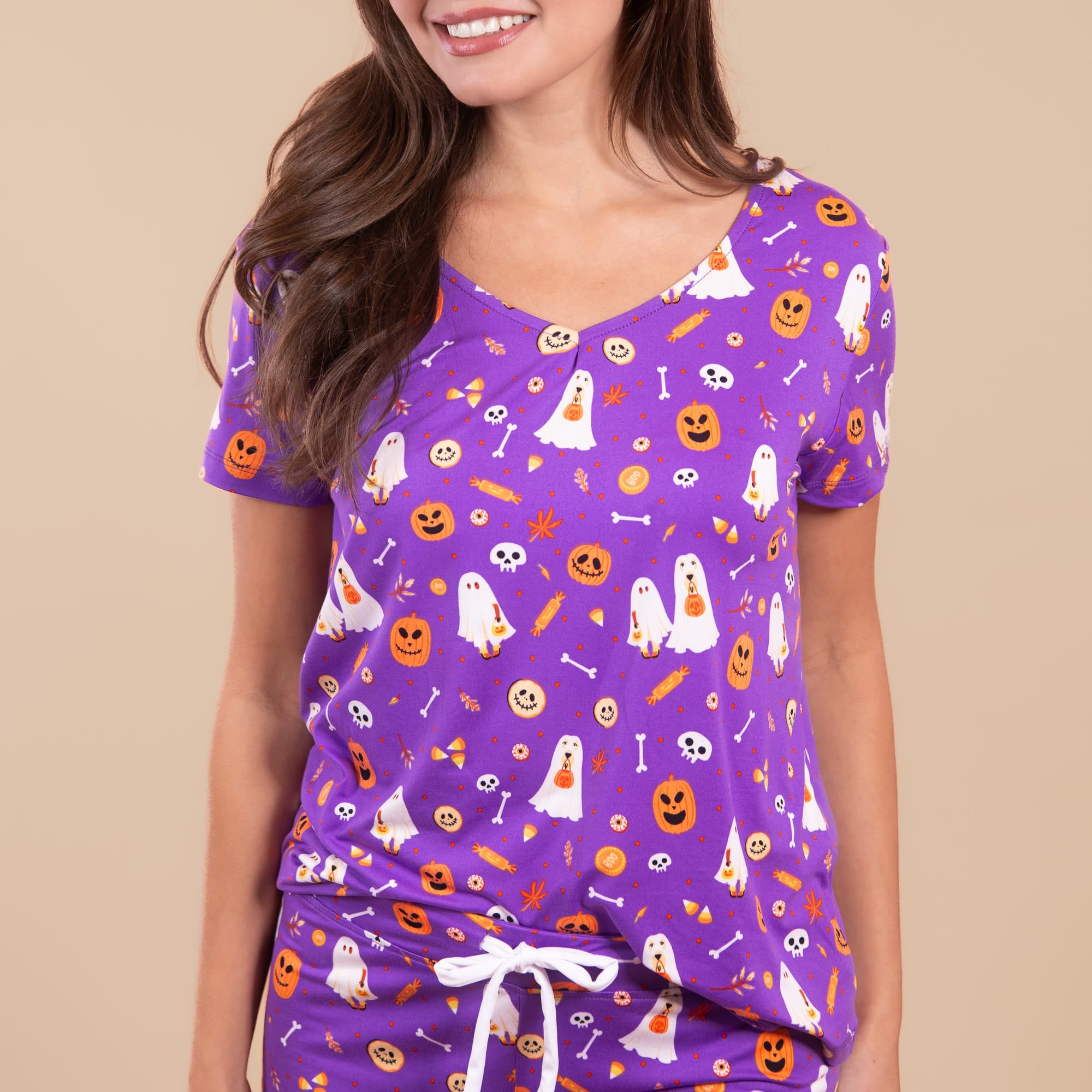 Trick-or-Treat Pups Pajama Top | Purple Halloween Dog PJs