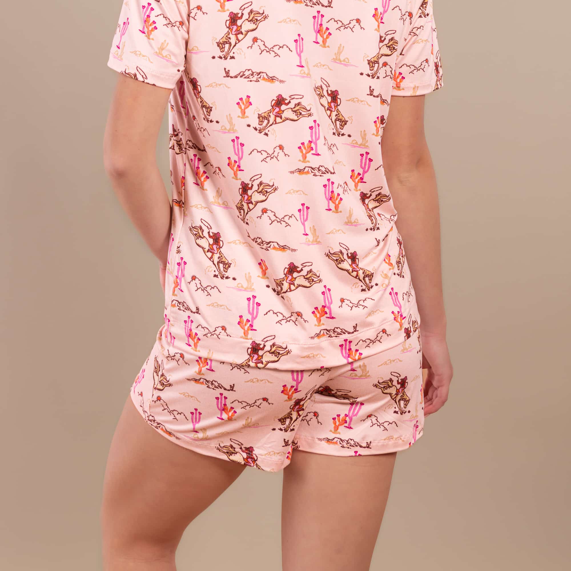 Vintage Cowgirl Pajama Shorts | Retro Pink Western PJ Bottom