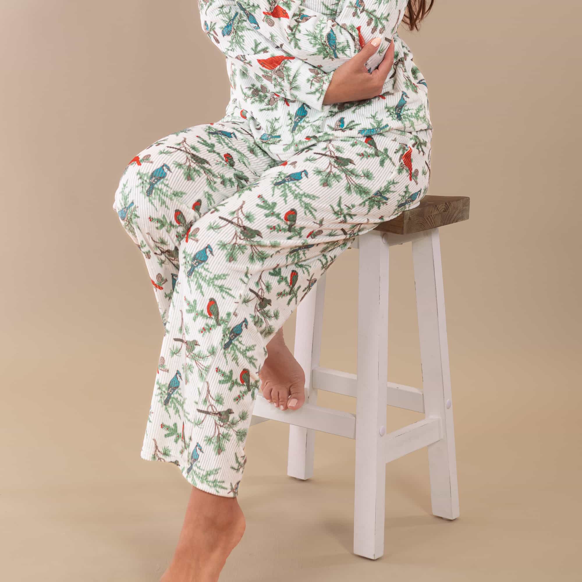 Winter Birds Pajama Pants | Cardinal and Blue Jay PJ Bottoms