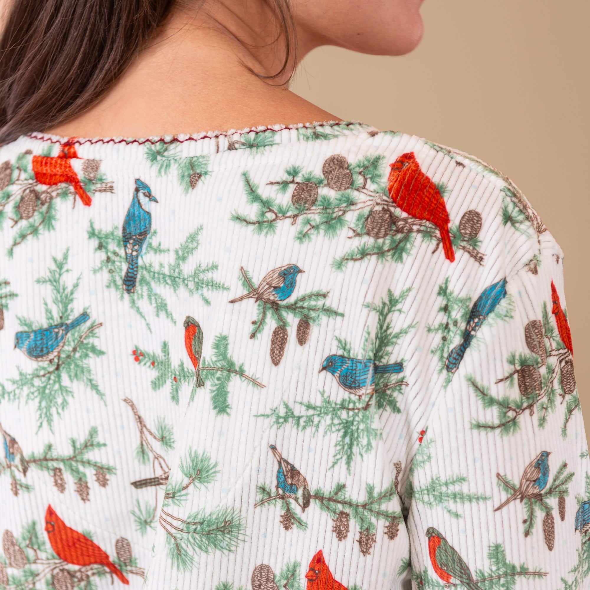 Winter Birds Pajama Top | Long-Sleeve Snowy PJs