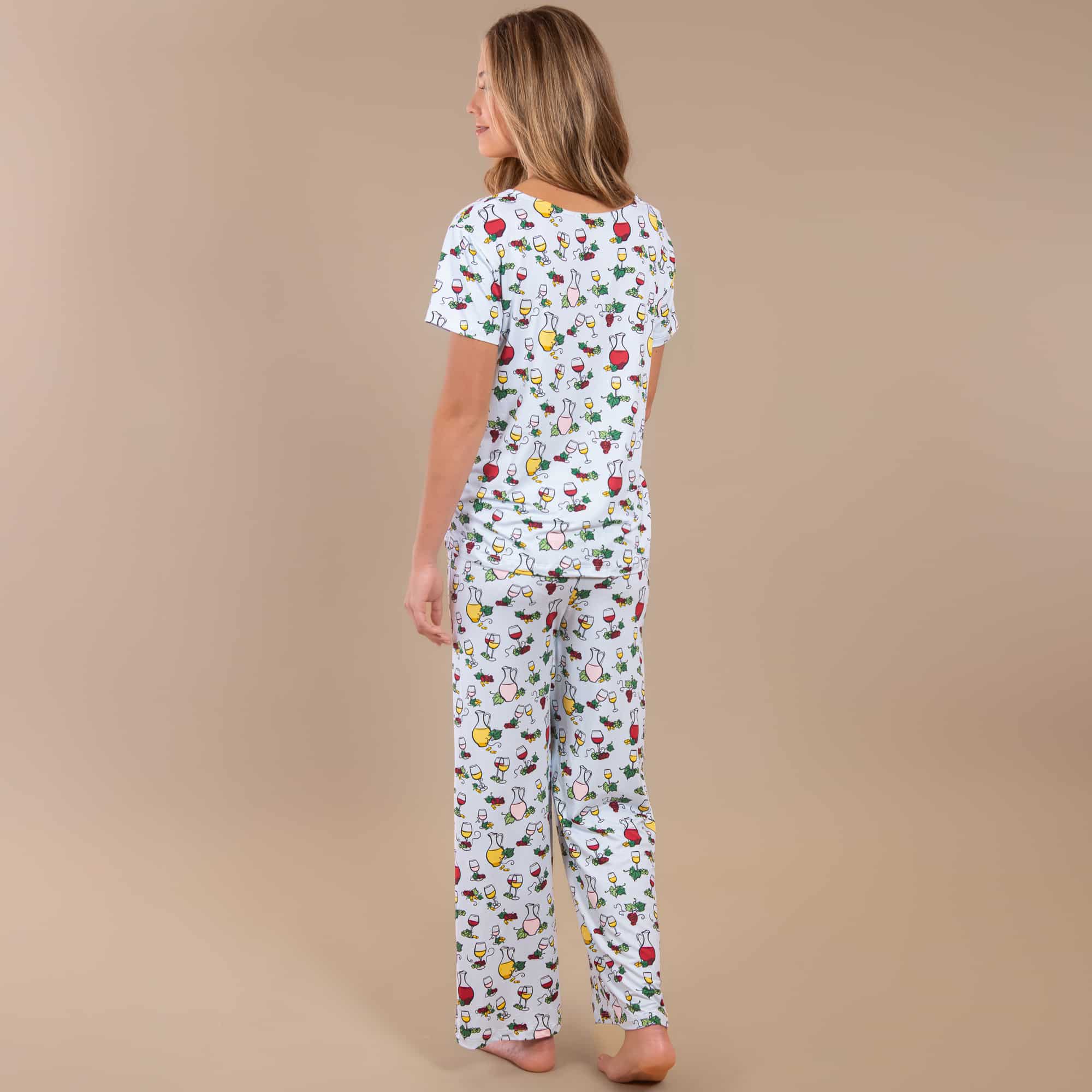 Wine Tasting Pajama Pants | Blue Drinks PJ Bottoms