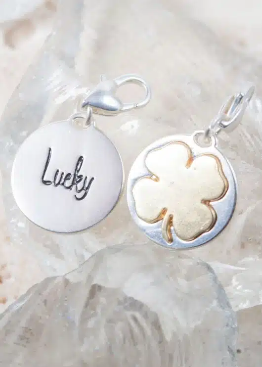 Silver 2-Tone Medallion - Clover "Good Fortune"