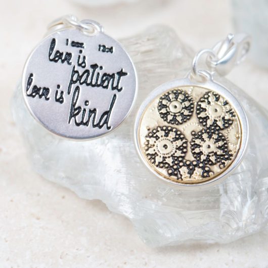 Silver 2-Tone Medallion - Floral "Love Is..."