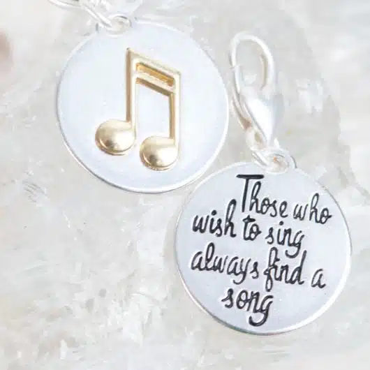 Silver 2-Tone Medallion - Eighth Note "Positivity"
