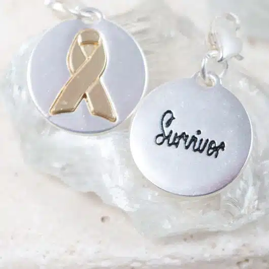 Silver 2-Tone Medallion - Ribbon "Support"