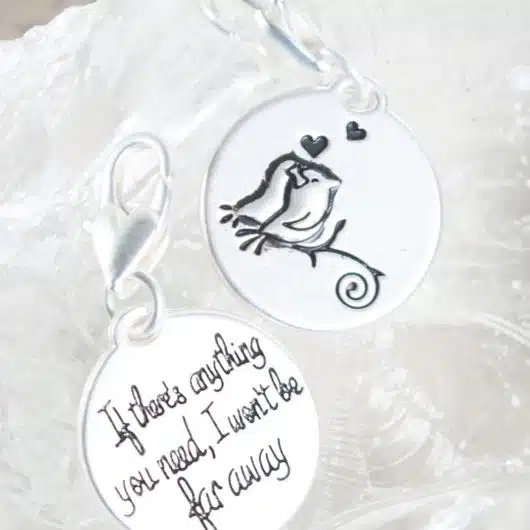 Silver 1-Tone Medallion - Two Birds "There For You"
