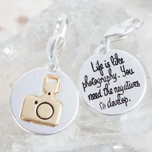 Silver 2-Tone Medallion - Camera "Think Positively"