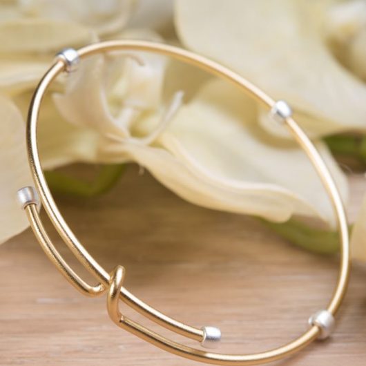 2-Tone Adjustable Bangle - Gold with Silver