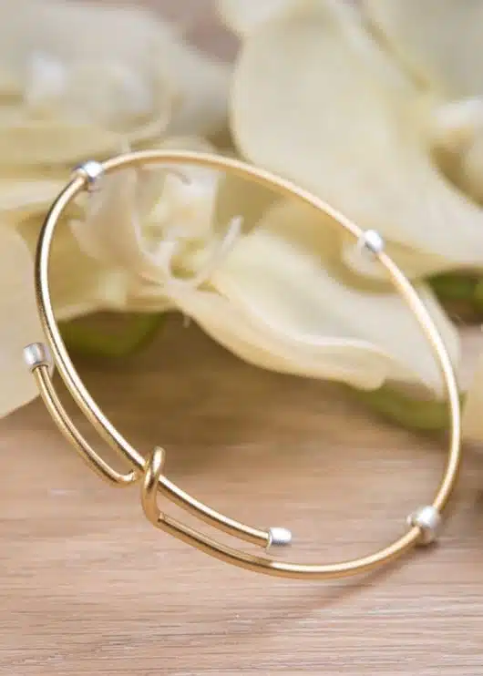 2-Tone Adjustable Bangle - Gold with Silver