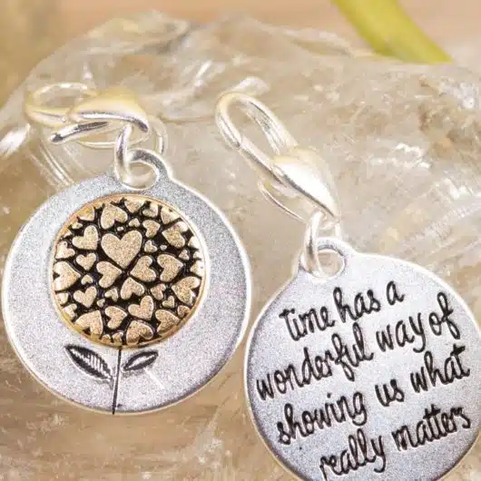 Silver 2-Tone Medallion - Hearts Flower, Trust