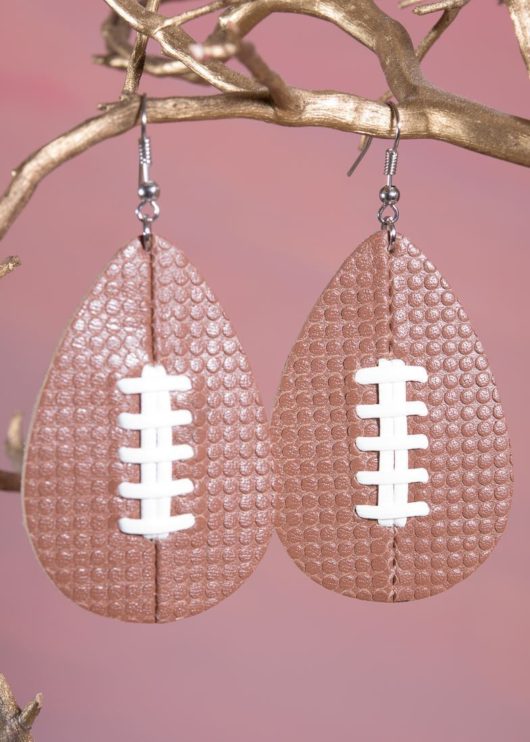 Leather Teardrop Earring - Football