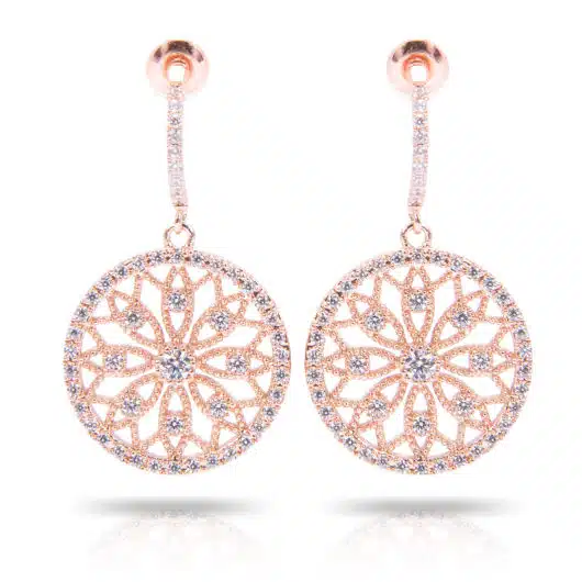 Lace Flower Inset Earrings - Rosegold