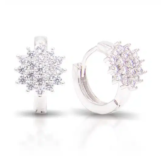 Cluster Flower Ear Hugger Earrings - Silver