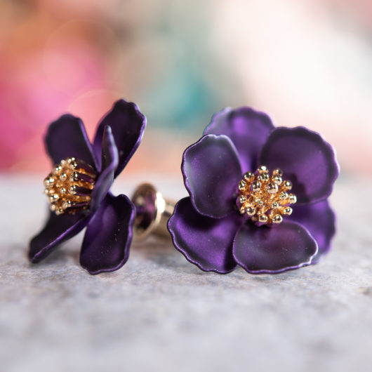 Small Flower Earring - Pearl Amethyst