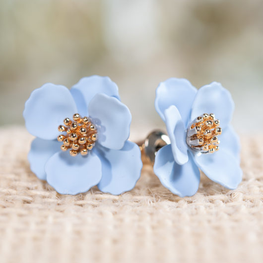 Small Flower Earring - Milky Blue