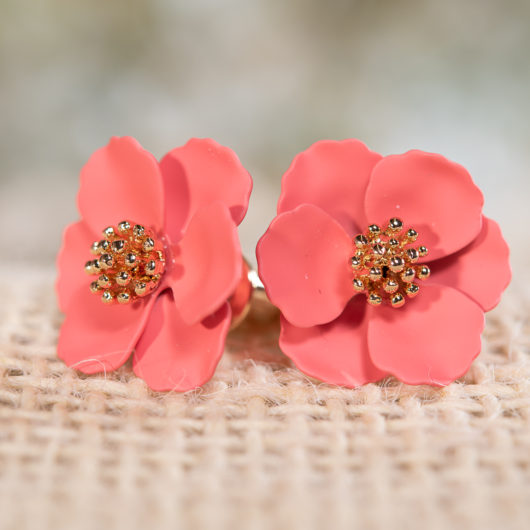 Small Flower Earring - Coral