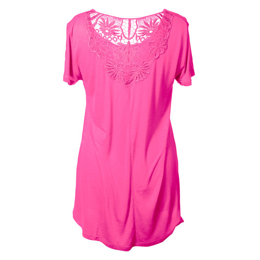 Lace Back Short Sleeve Tee Size 2XLarge - Pink