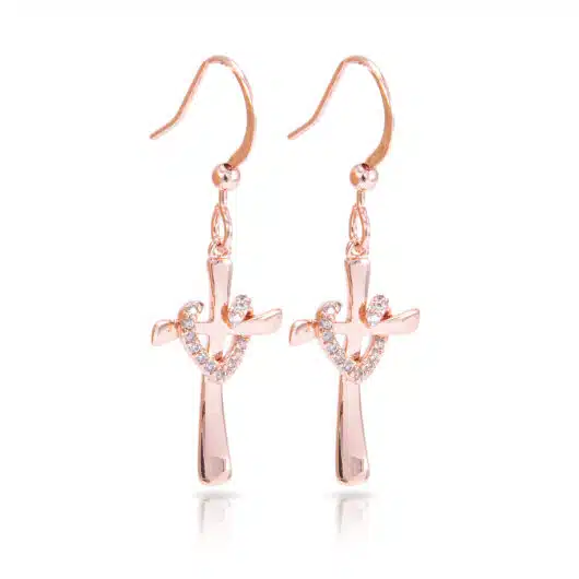 Timeless Radiance CZ Cross Heart Earring