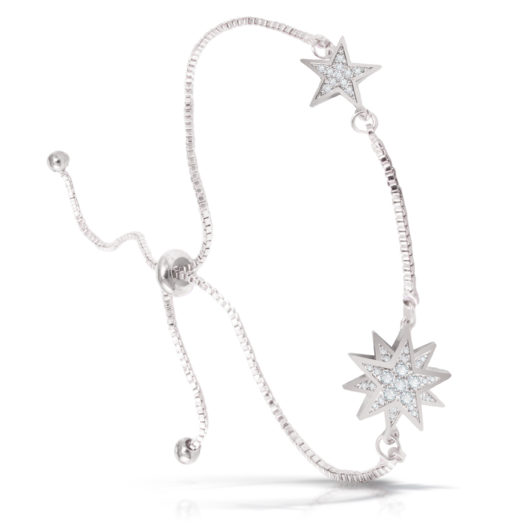Two Stars Adjustable Bracelet - Silver