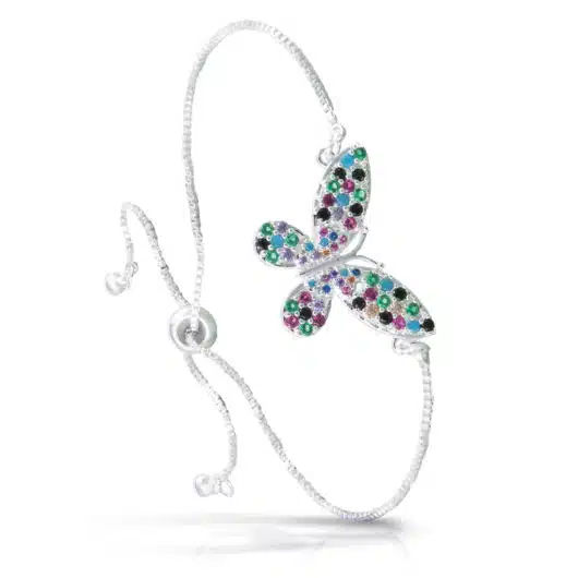 Butterfly Multi PullCord Bracelet - Silver