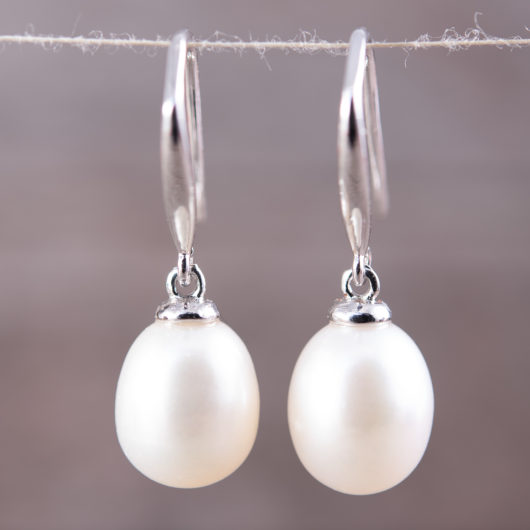 Drop Pearl Earrings - Natural White