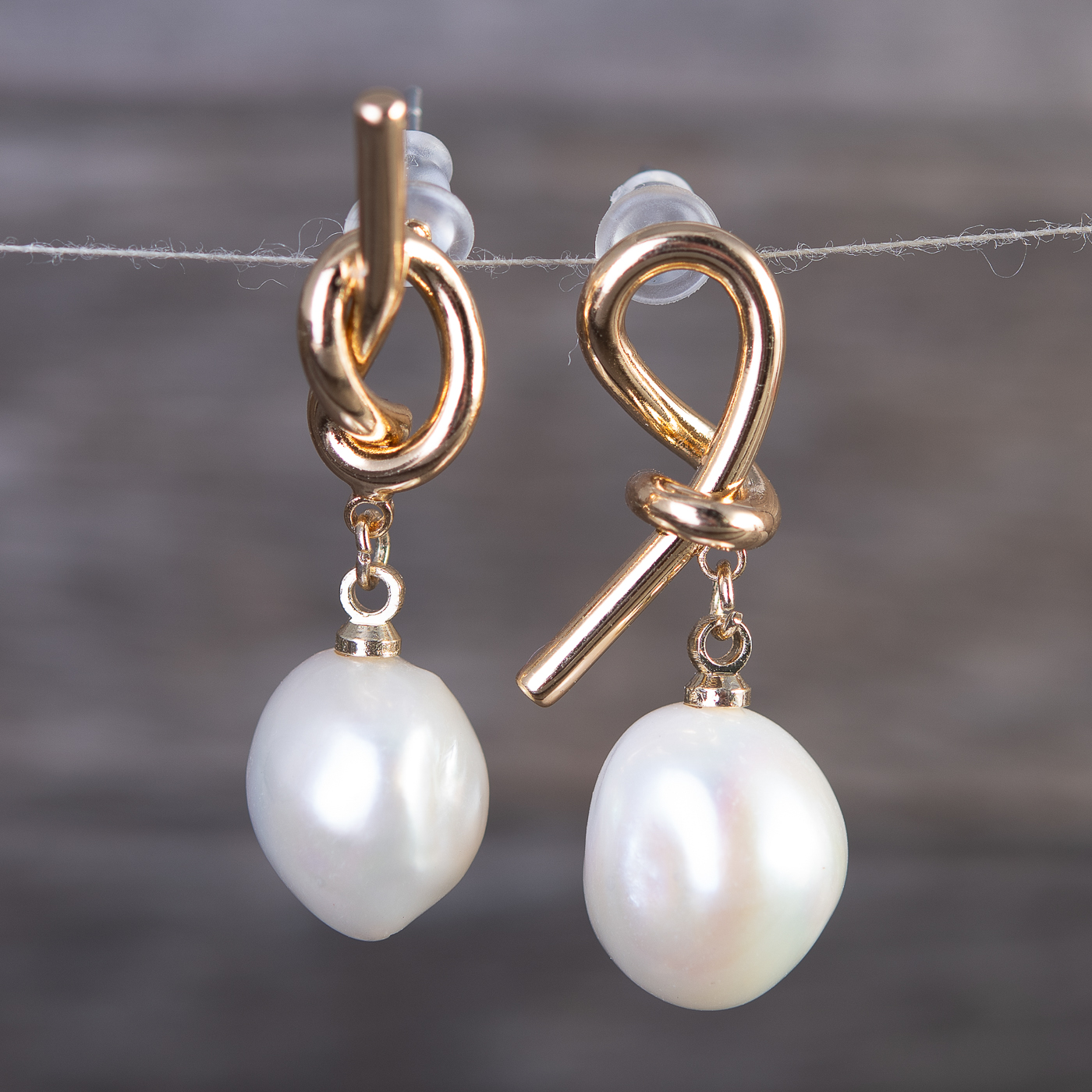 Knotted Pearl Drop Earrings - Gold ⋆ Amanda Blu and Company