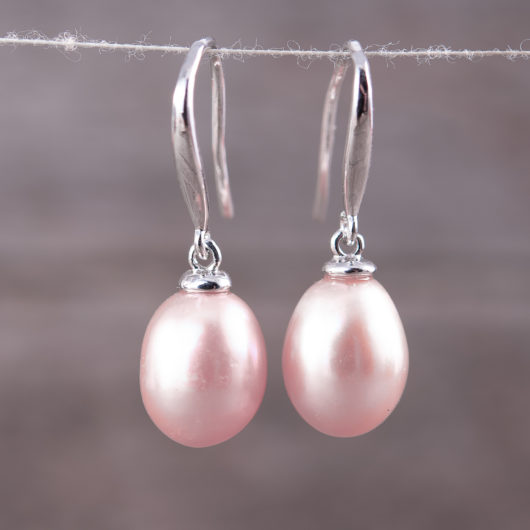 Drop Pearl Earrings - Natural Lavender