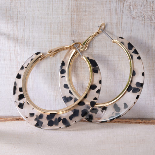 Edge Hoop Earrings - Clear Leopard