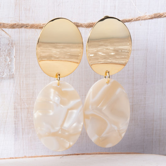 Oval Drop Earrings - Ivory