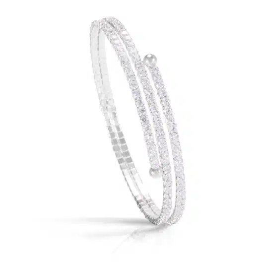 Double Spiral Bracelet - Rhodium